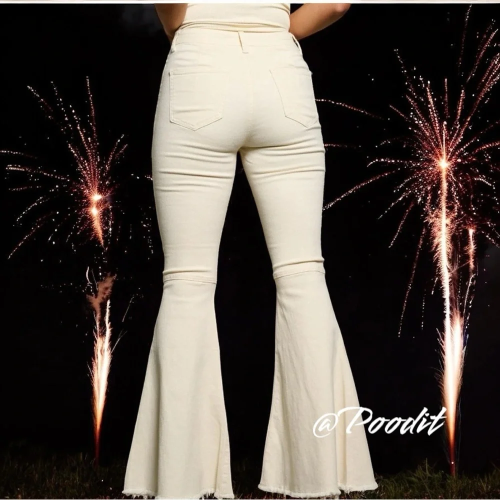 PEACH LOVE CALIFORNIA fitted bell bottom pants S M L - Picture 5 of 11